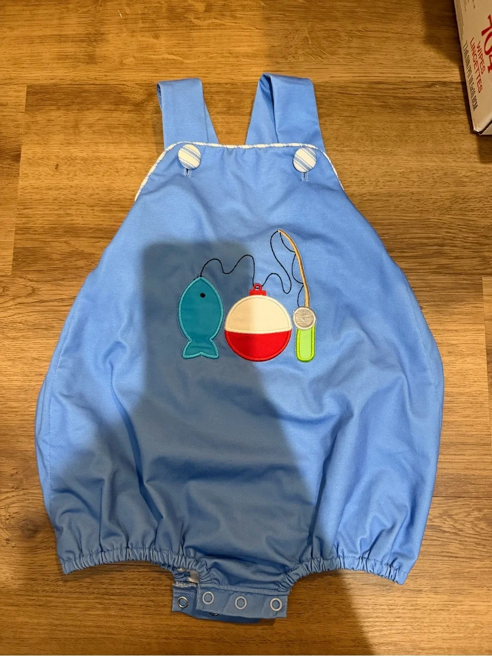 Blue Fishing Appliqué Kids One-Piece